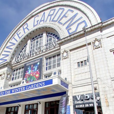 A modern purple armchair with cushions, a sleek floor lamp, and a potted plant nearby.